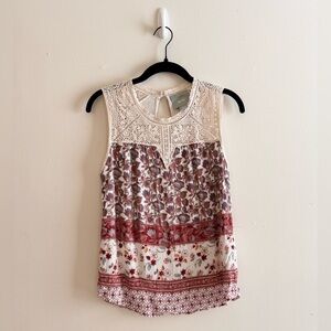 Maeve Floral Tank with Knit Details